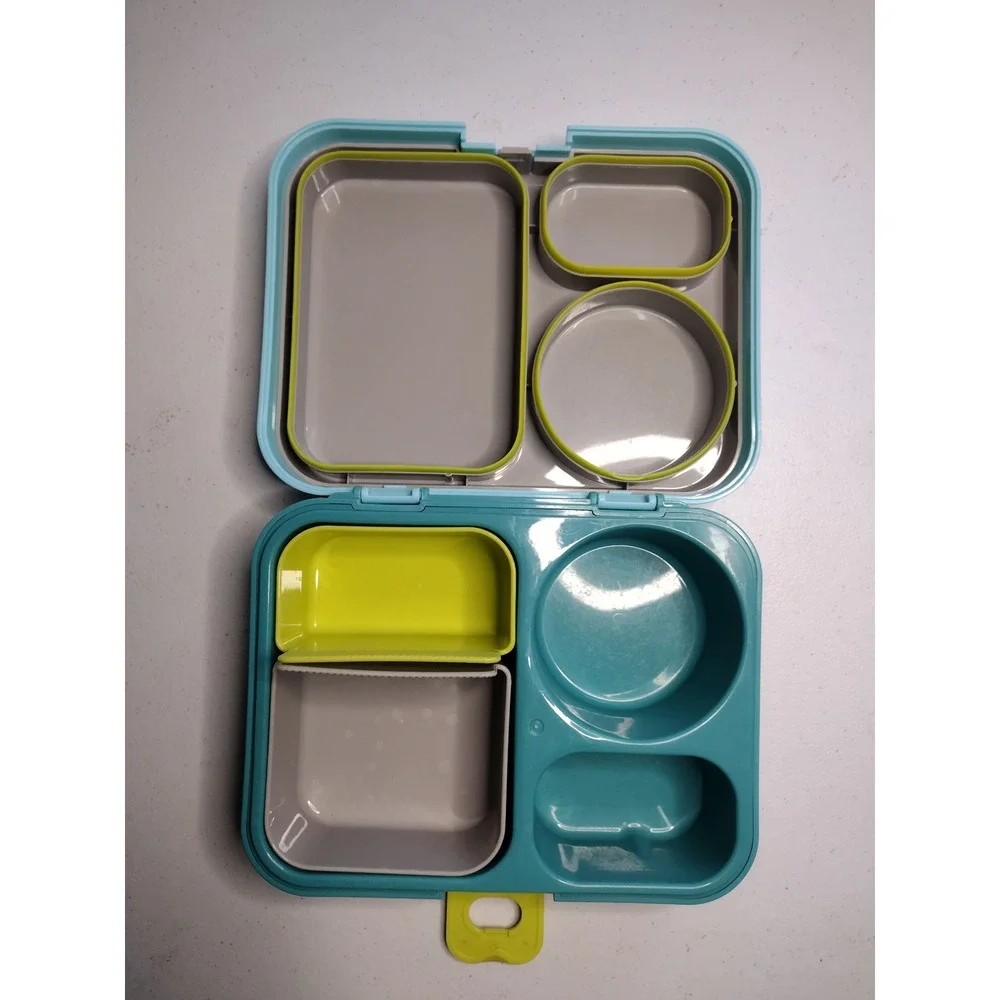 Thermos Kids‎ Bento Box Lunch Box Blue Yellow Compartments School Lunch